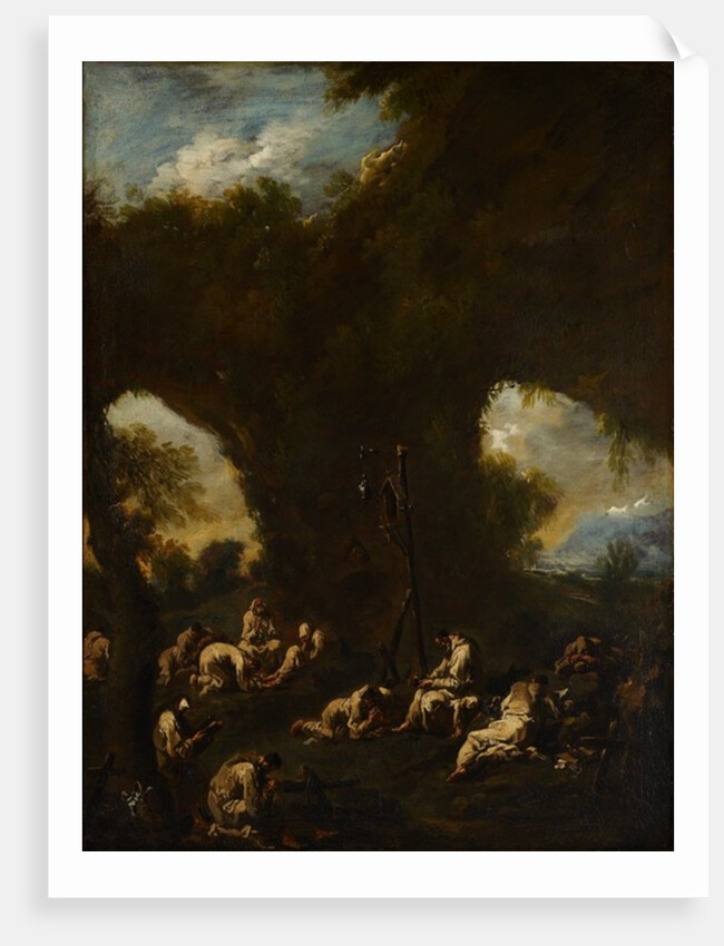 Monks Praying in a Grotto, c.1730 by Alessandro Magnasco