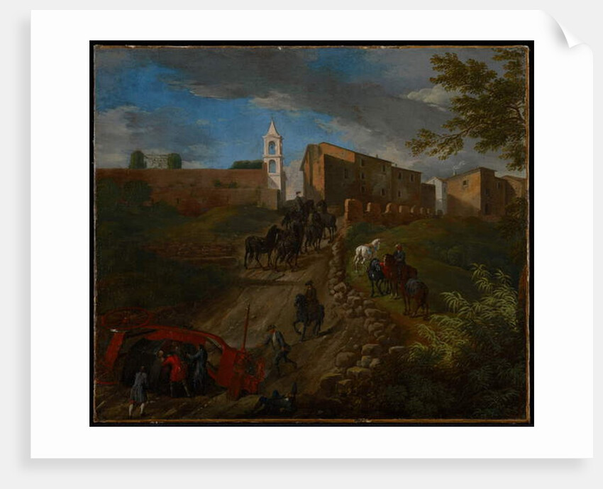 Coach and Travelers at Madonna del Riposo Near Rome by Pieter van Bloemen