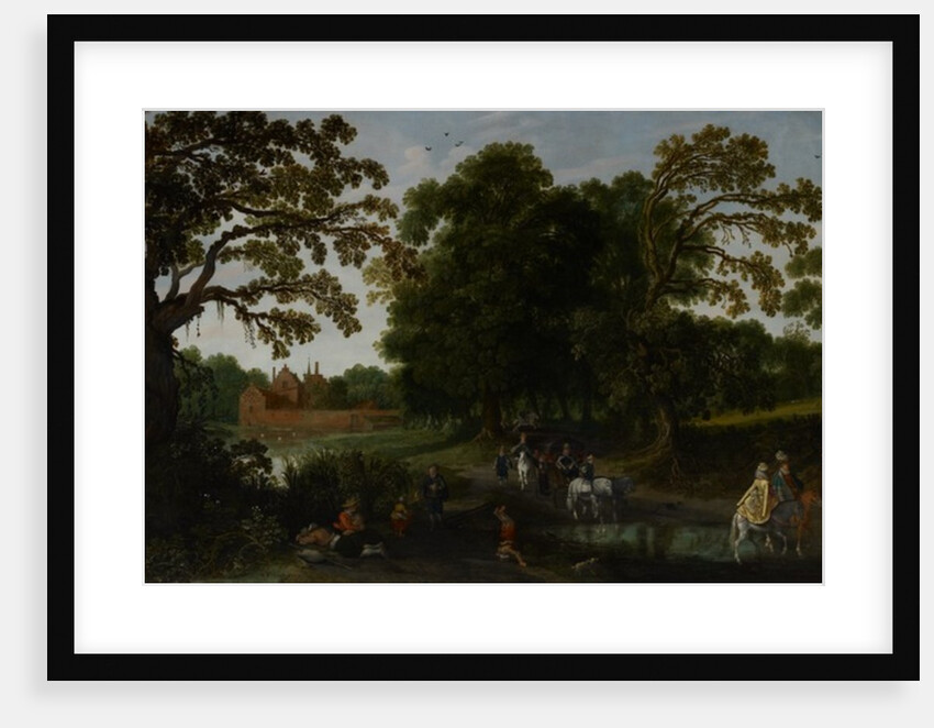 Landscape with a courtly procession before Abtspoel Castle, 1619 by Esaias I van de Velde