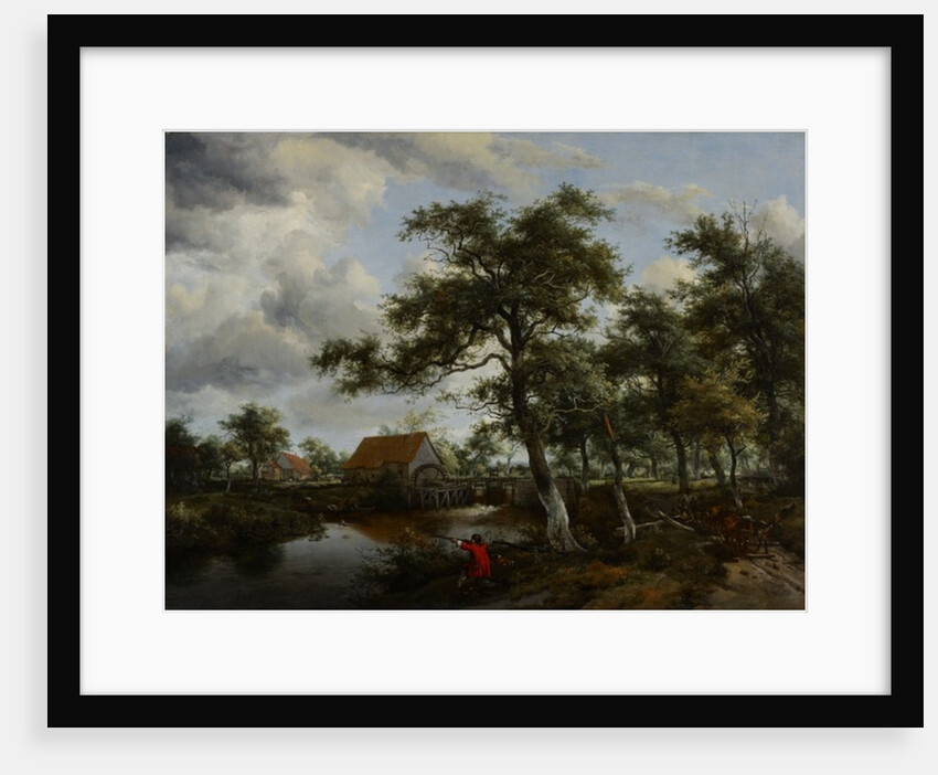 Wooded Landscape with Watermill, c.1665 by Meindert Hobbema