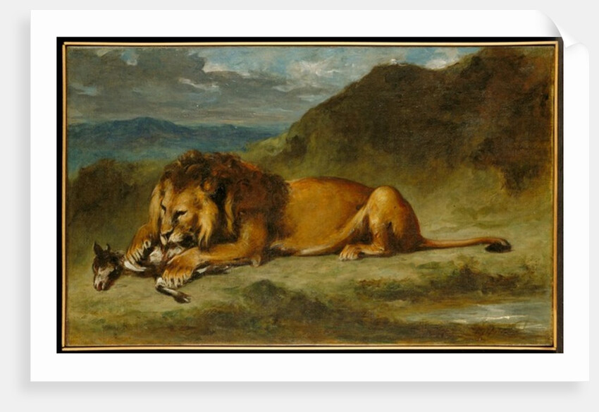 Lion Devouring a Goat, c.1850 by Eugene Delacroix