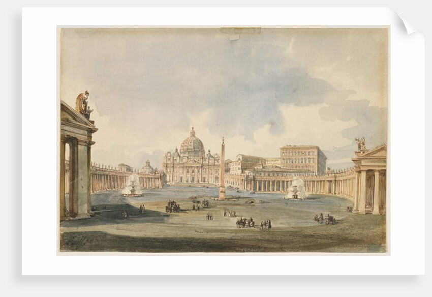 View of Saint Peter's Square and Basilica in Rome, c. 1846 by Ippolito Caffi