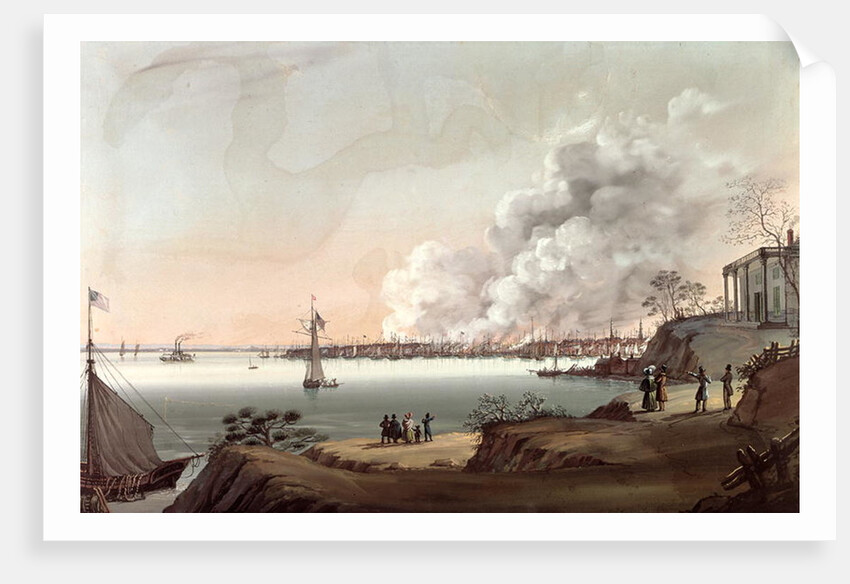 View of New York after The Great Fire Taken from Brooklyn, 1835 by Nicolino Calyo