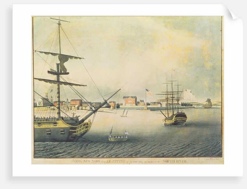 View of New York from 'Le Jupiter' of 74 Guns Lying at Anchor in the North River, 1794 by Archibald Robertson