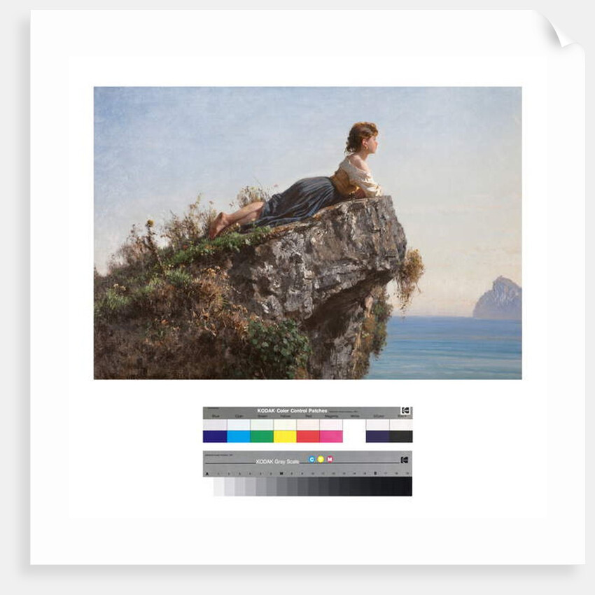 Young girl on a rock in Sorrento, 19th century by Filippo Palizzi