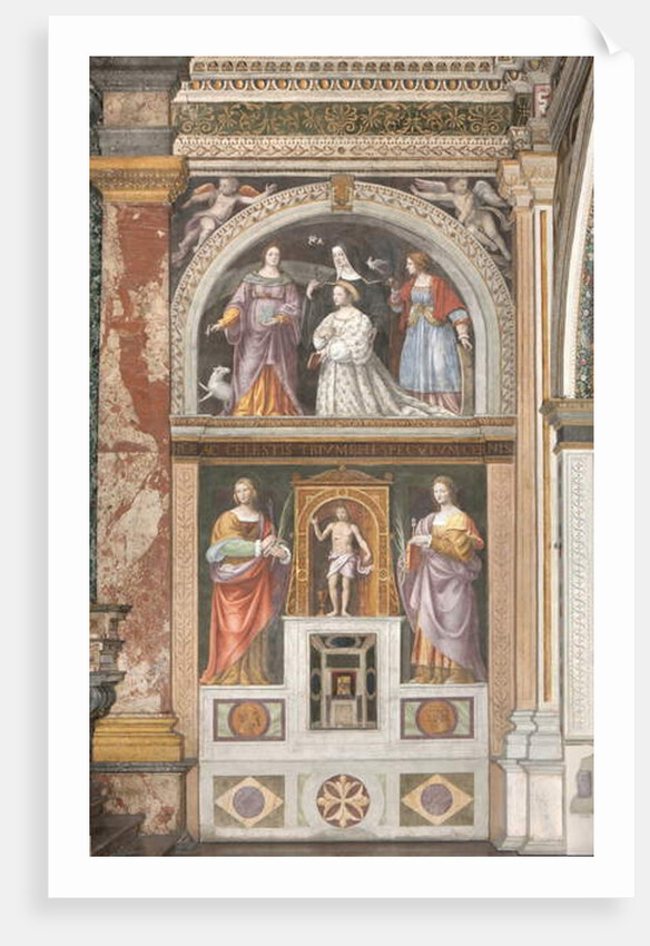 Ippolita Sforza with Saint Agnes and Saint Catherine and below Saint Apollonia and Saint Lucy, c.1522-25 by Bernardino Luini