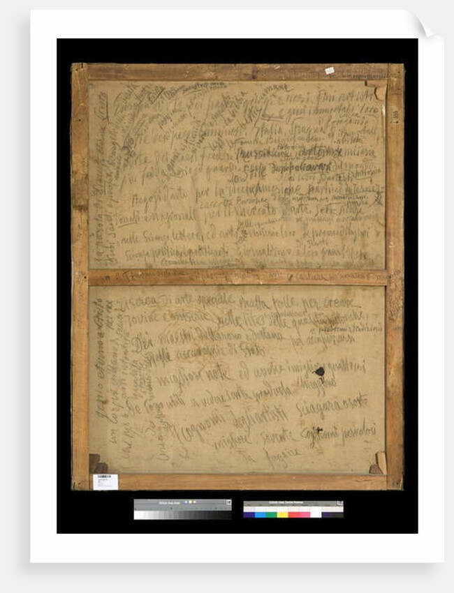 Back of the painting Reflections, 1918-20 by Antonio Mancini