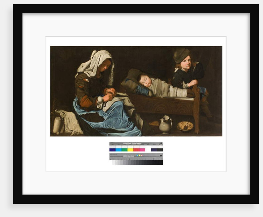 Mother sewing with two children, 1670-1700 by Unknown Artist