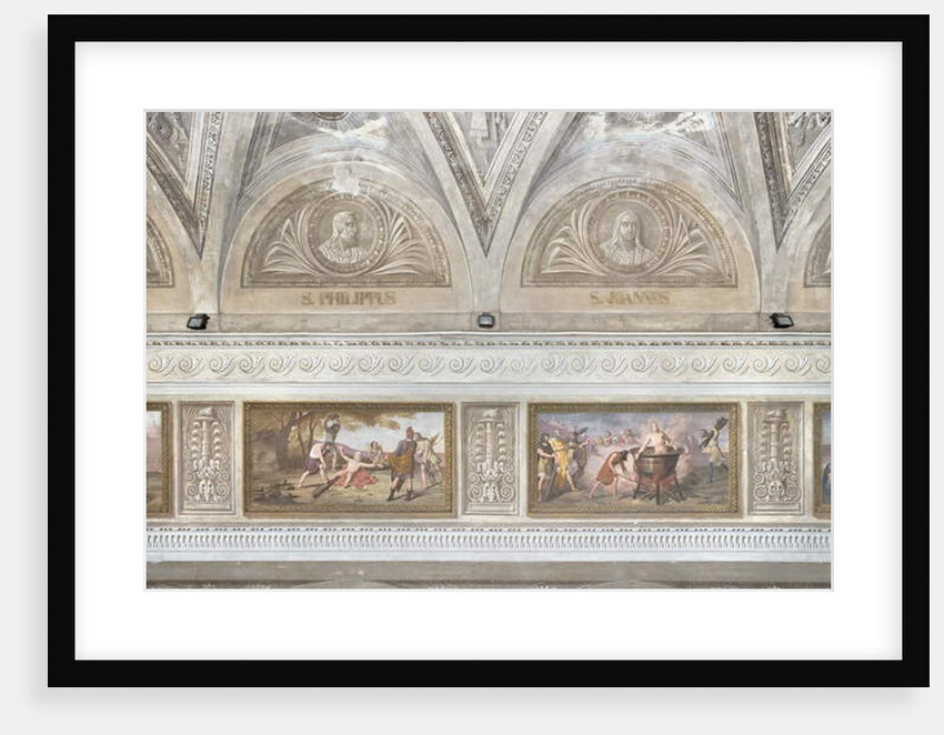Crucifixion of Saint Philip and the Martyrdom of Saint John the Evangelist From Stories of Christ, 1841 by Giovanni Chiarini