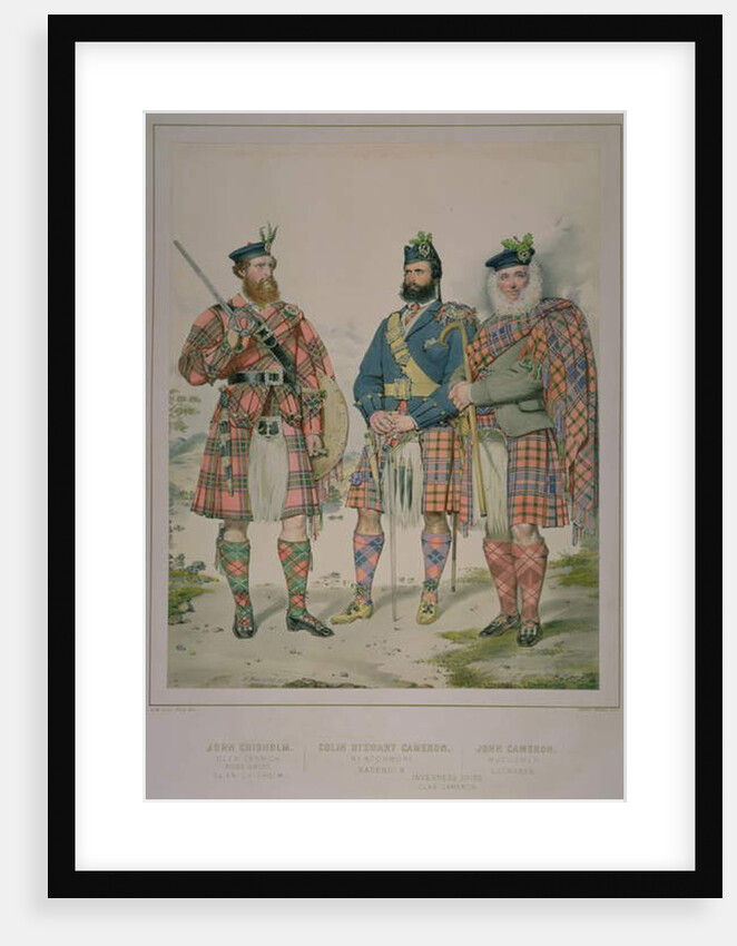 Triple portrait of John Chisholm, Colin Stewart Cameron and John Cameron, men of the Clan Chisholm and Clan Cameron. by Kenneth Macleay