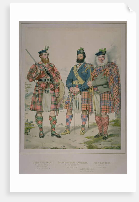 Triple portrait of John Chisholm, Colin Stewart Cameron and John Cameron, men of the Clan Chisholm and Clan Cameron. by Kenneth Macleay