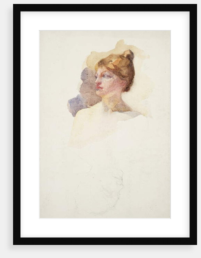 Sketch of female head by Samuel Isham