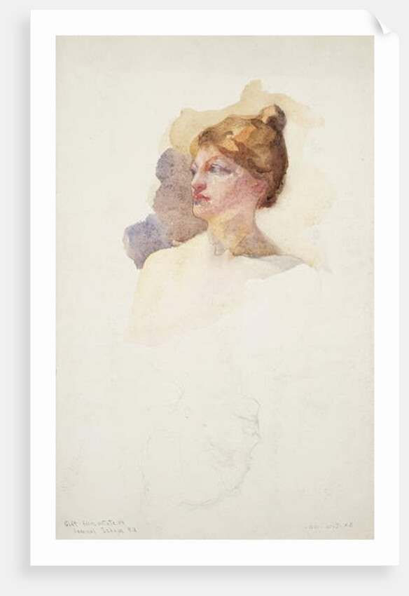 Sketch of female head by Samuel Isham