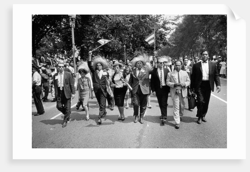 The March on Washington: Marchers Wearing Hats Carry Puerto Rican Flags Down Constitution Avenue, 29th August 1963 by Nat Herz