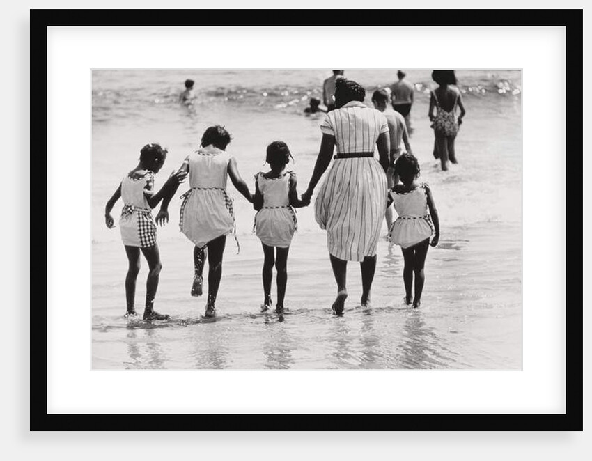 Mother and 4 Daughters Entering Water at Coney Island, Untitled 37, c.1953-64 by Nat Herz