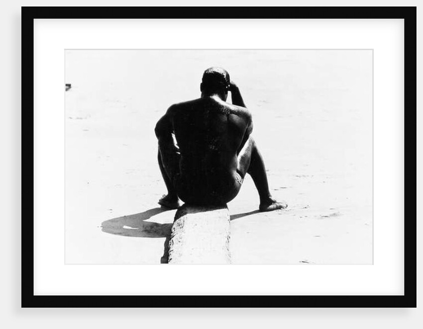Shirtless Seated Man at Coney Island, Untitled 32, c.1953-64 by Nat Herz
