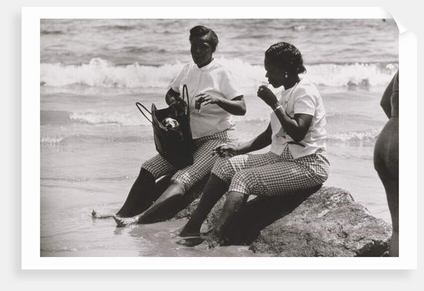 2 Women with Drinks Relaxing at the Ocean Edge, Untitled 13, c.1953-64 by Nat Herz