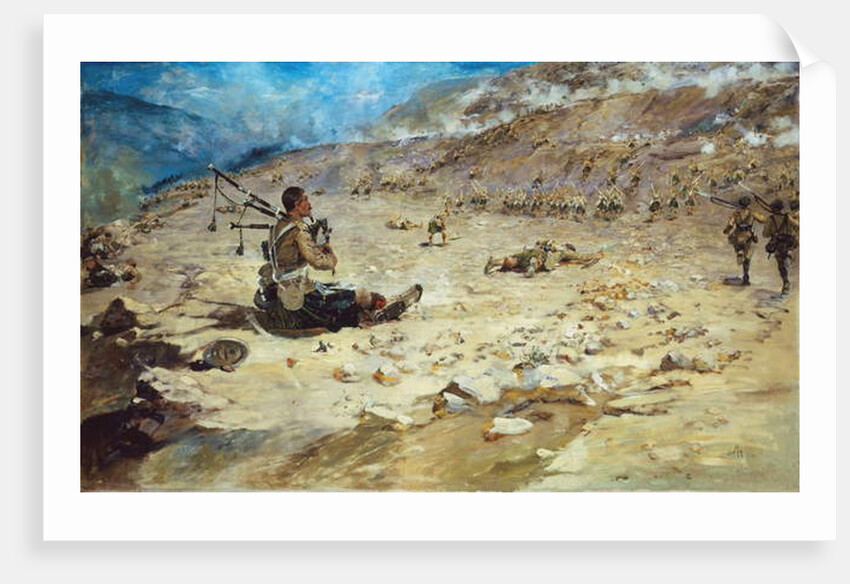 Piper George Findlater of the Gordon Highlanders earning the Victoria Cross at Dargai in 1897, 1898 by Edward Matthew Hale