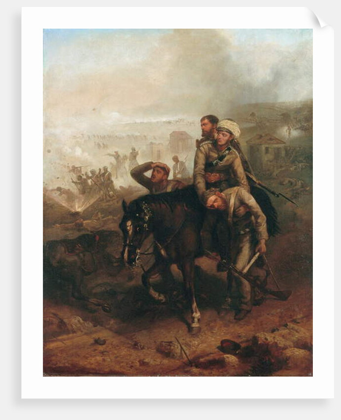 Lieutenant William George Cubitt earning the Victoria Cross at Lucknow during the Indian Mutiny on 30th June 1857, c.1860 by Chevalier Louis-William Desanges