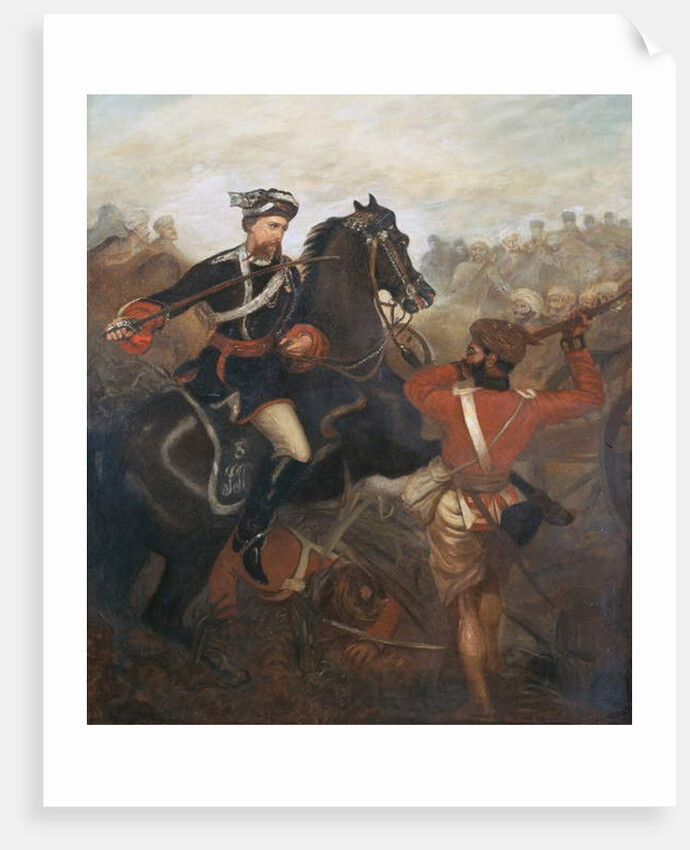 Lieutenant Frederick Robertson Aikman earning the Victoria Cross at Lucknow during the Indian Mutiny on 1st March 1858, c.1860 by Chevalier Louis-William Desanges