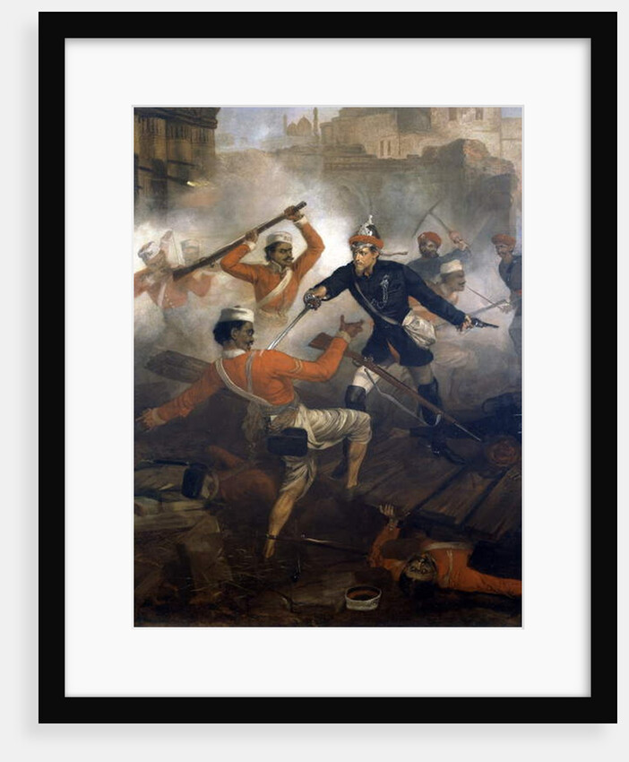 Lieutenant William Alexander Kerr earning the Victoria Cross during the Indian Mutiny, July 1857, c.1860 by Chevalier Louis-William Desanges