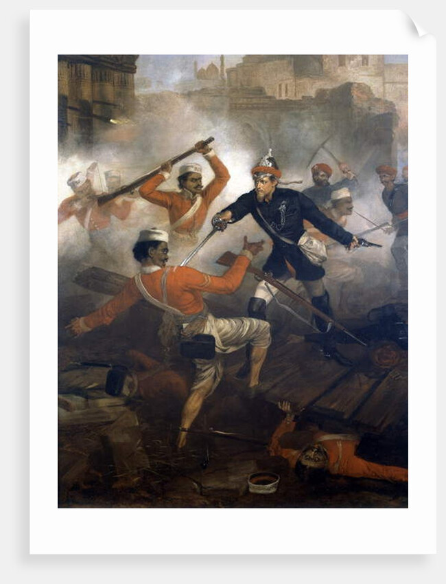 Lieutenant William Alexander Kerr earning the Victoria Cross during the Indian Mutiny, July 1857, c.1860 by Chevalier Louis-William Desanges