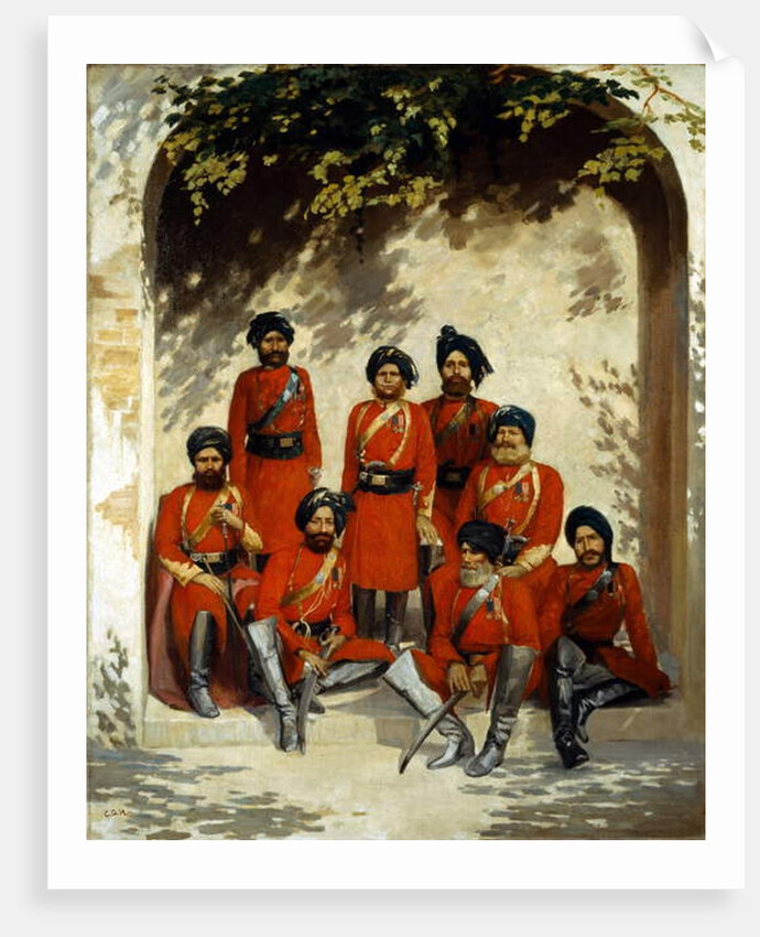 Indian Army Officers and Non-Commissioned Officers, 2nd Regiment of Cavalry, Punjab Frontier Force, c.1863 by Gordon Hayward