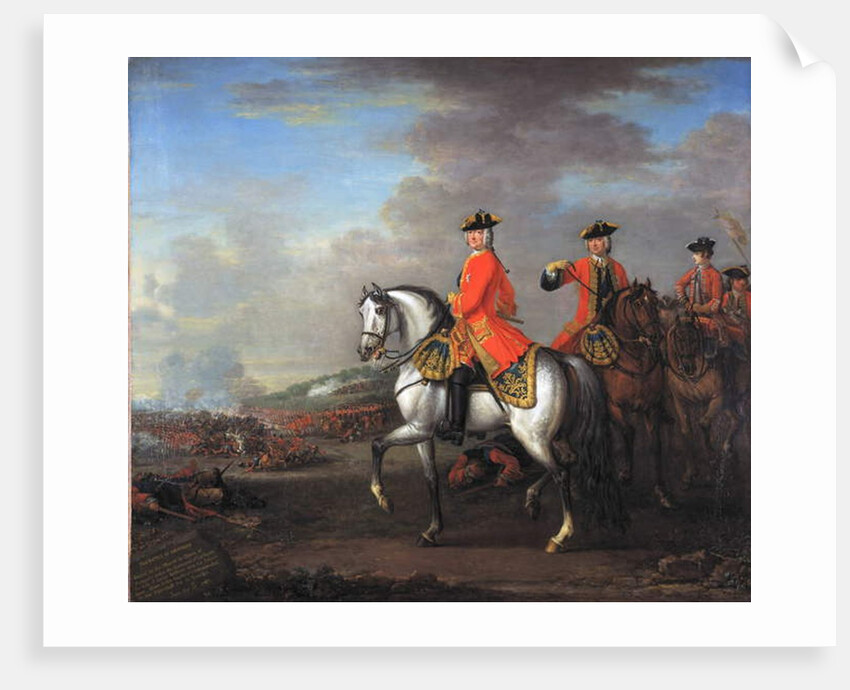 King George II at the Battle of Dettingen, with the Duke of Cumberland and Robert, 4th Earl of Holderness, 27th June 1743, c.1743 by John Wootton
