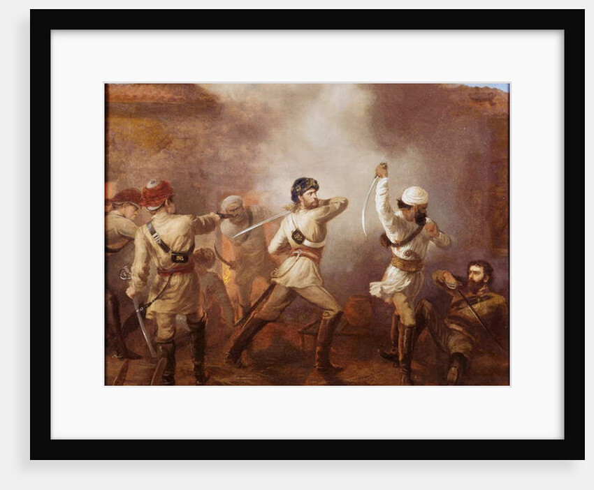 Captain Charles John Stanley Gough during the Indian Mutiny at Khurkowhah on 15th August 1857, c.1860 by Chevalier Louis-William Desanges