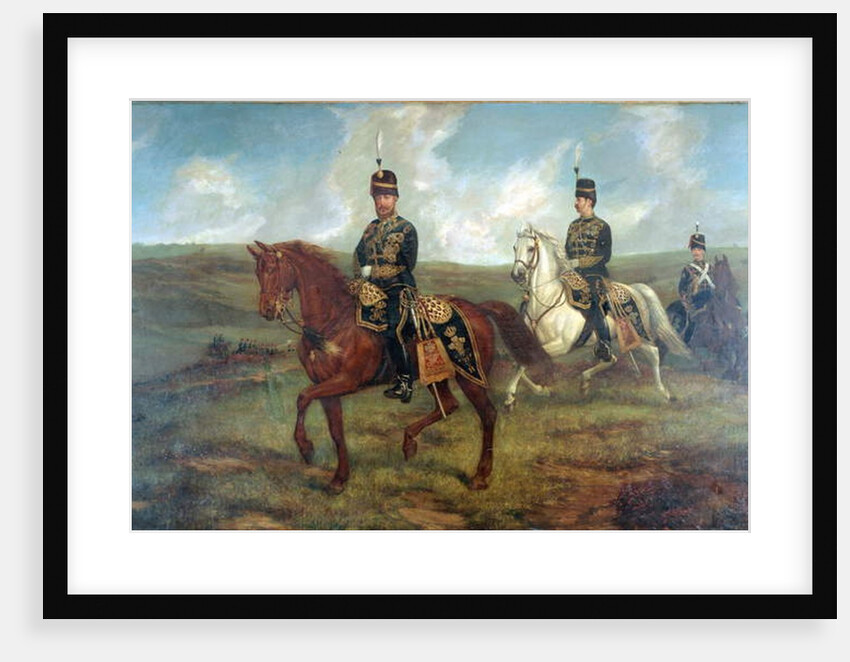 The Prince of Wales with Lieutenant Colonel Valentine Baker reviewing the 10th Hussars, Aldershot, 8th September 1871, c.1871 by Francis Grant