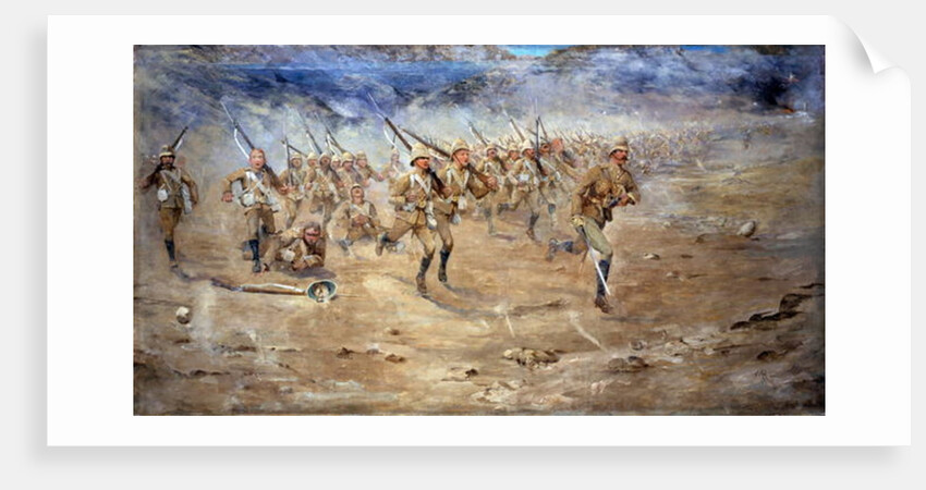Return of the Fore and Aft, Gloucestershire Regiment advancing to the attack, India North West Frontier, 1897 by Edward Matthew Hale
