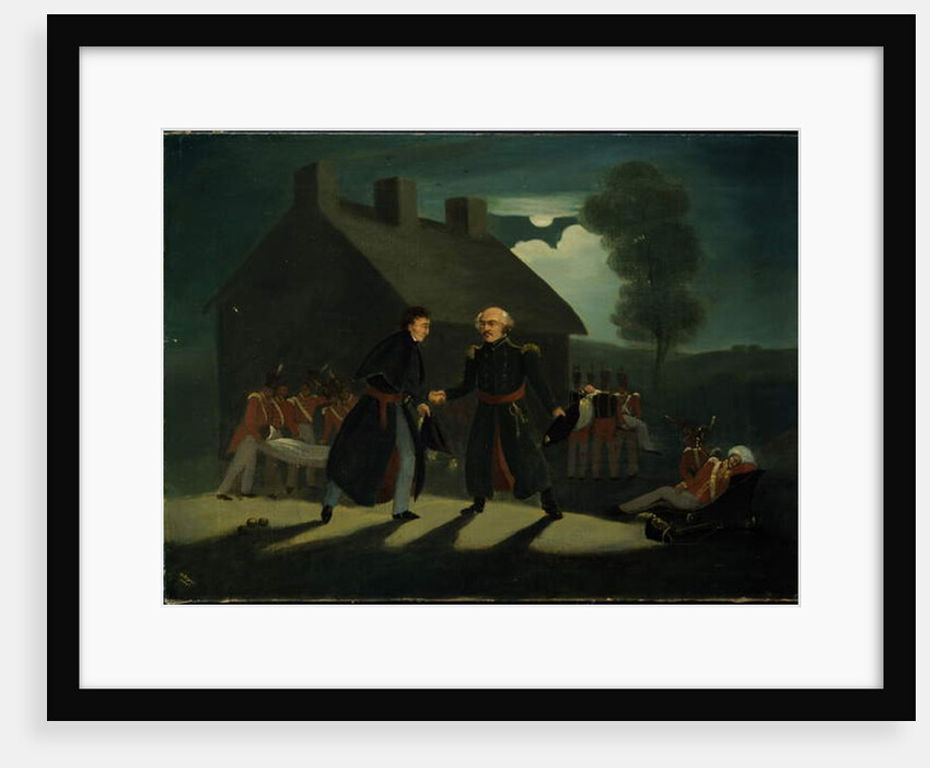 The meeting of Wellington and Blucher at La Belle Alliance after the Battle of Waterloo, c.1820 by H. Baynes