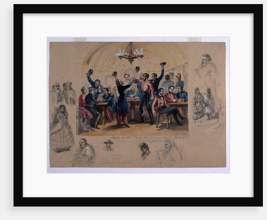 Scene in the Cafe du Commerce Valetta, 'Mourir pour la patrie', Malta, 1854 by Henry John Wilkinson