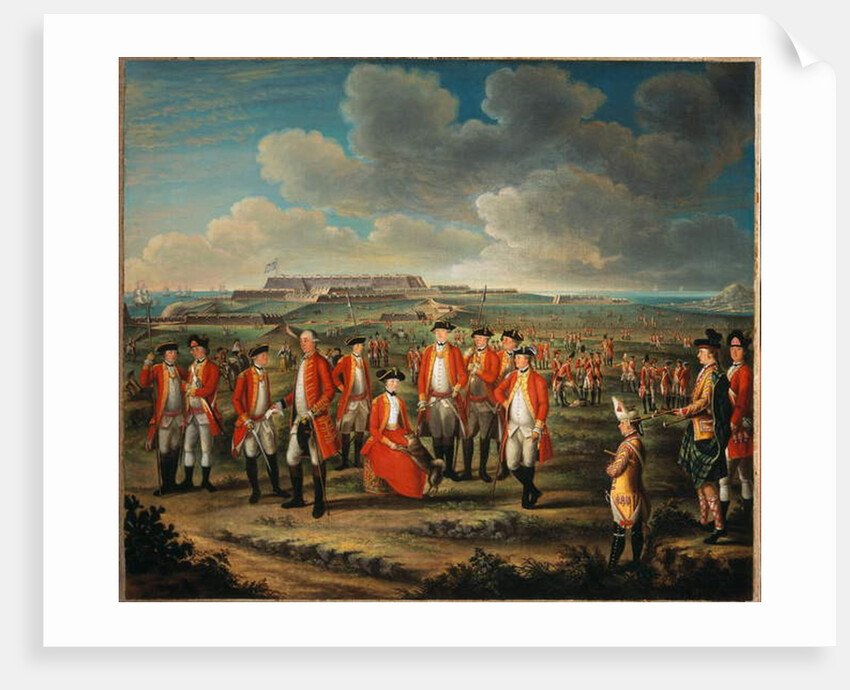 Lady Louisa Lennox with her husband’s Regiment, 25th Regiment of Foot, with Lord George Lennox beside her, and Fort St Philip, Port Mahon, in the background, c.1771 by Giuseppe Chiesa