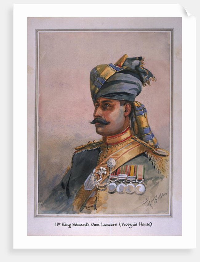 Head and Shoulders portrait of Risaldar, Durrani by Alfred Crowdy Lovett