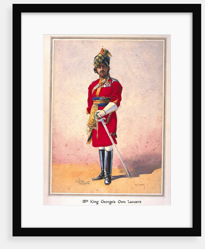 Honorary Lieutenant Hon Malik Umar Hayat Khan, CIE, Tiwana of Ahahpur illustration for 'Armies of India' by Major G.F. MacMunn. by Alfred Crowdy Lovett