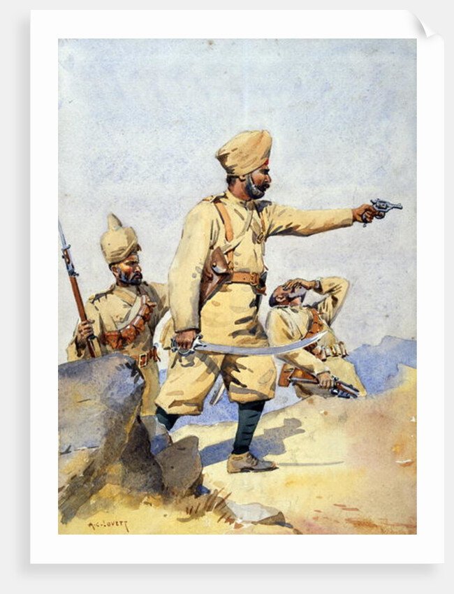 Soldiers of the 24th Punjabis Malikdin Khel and Subadar, Jay Sikh by Alfred Crowdy Lovett
