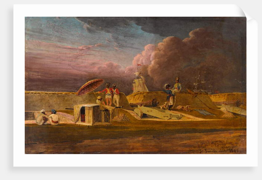 The Jumna Canal near Meerut with soldiers and fortifications, 1808 by Robert Smith