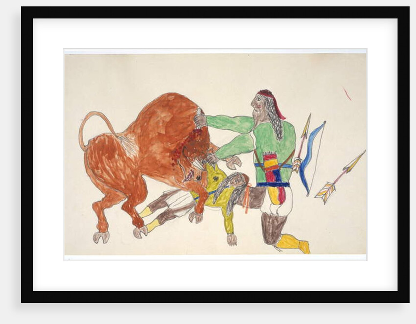 Bison trampling man by Frederick Gokliz