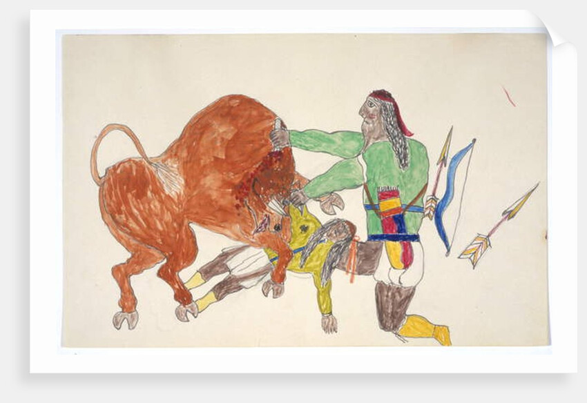 Bison trampling man by Frederick Gokliz