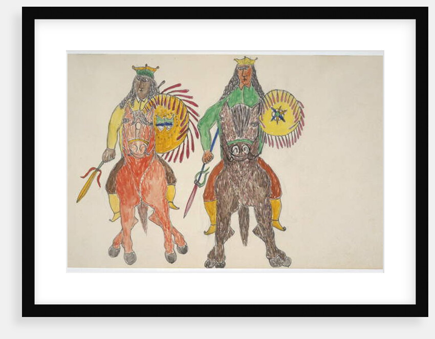 Two men on horseback with shields by Frederick Gokliz