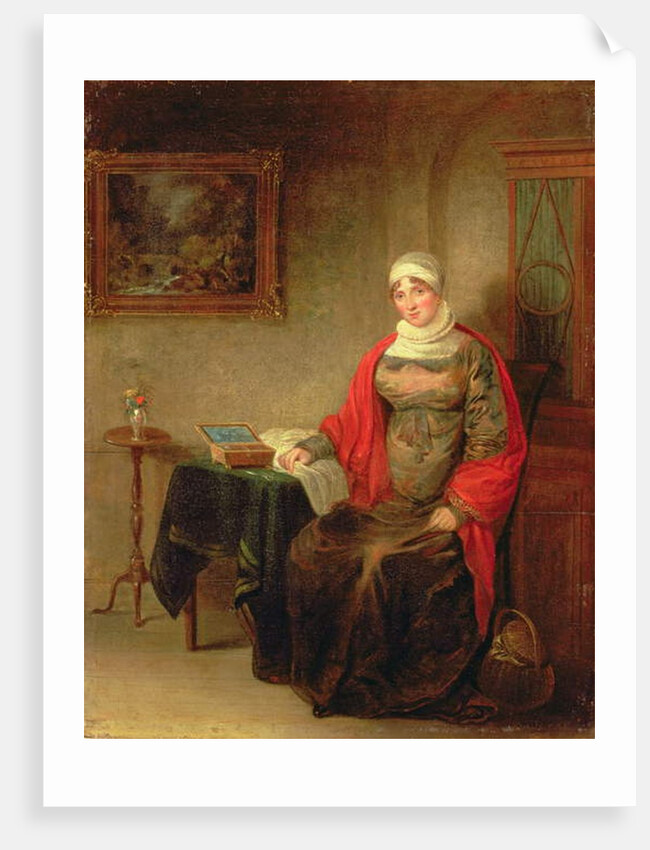 Portrait of Mrs John Crome Seated at a Table by an Open Workbox by Michael William Sharp