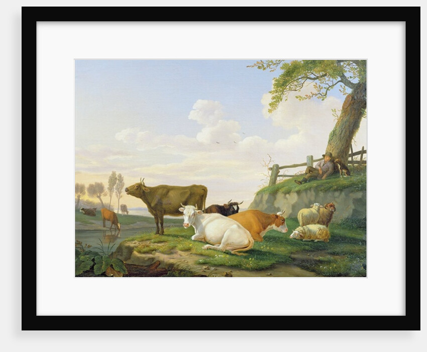 Cows and Shepherd by Abraham Bruiningh van Worrell