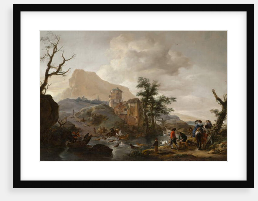 Stag Hunt in a River, c.1650-1655 by Philips Wouwermans or Wouwerman