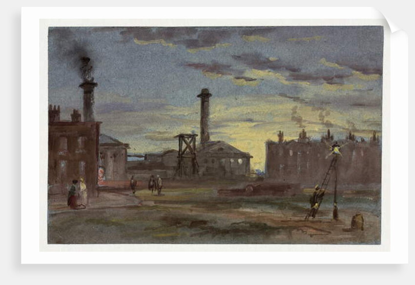 Gasworks at Sunset, c.1850 by Samuel Bough