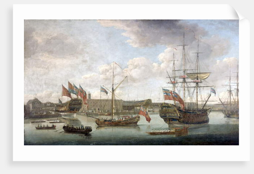 Launch at Deptford Dockyard, c.1750 by John the Elder Cleveley