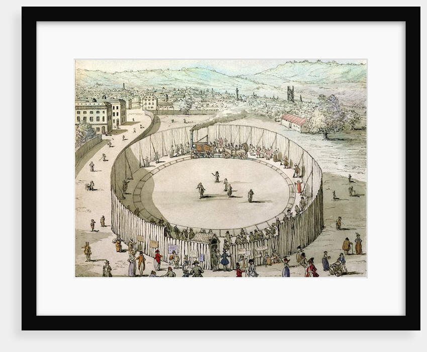 Richard Trevithick's Railroad, Euston Square in 1809 by Thomas Rowlandson