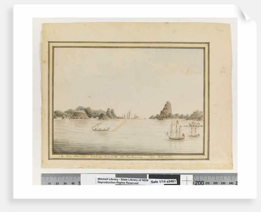 Opp. p. 36. `In Rio Janeiro, looking towards the Entrance. 1787', c.1802 by William Bradley