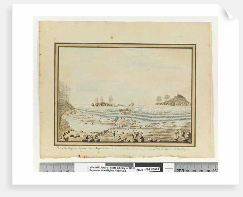 Opp. p. 195. Part of the Reef in Sydney Bay, Norfolk Island, on which the Sirius was wreck'd. 19 March 1790., c.1802 by William Bradley