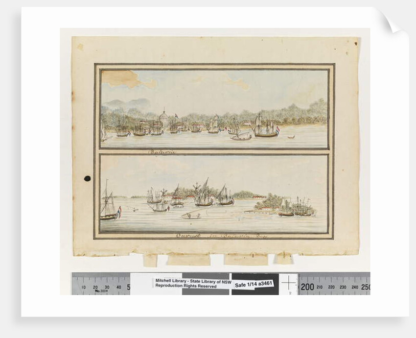 Opp. p. 292. `Batavia' and `Onrust in Batavia Bay', c.1802 by William Bradley